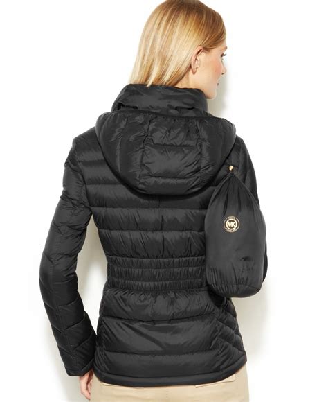 michael kors black puffer jacket with gold zipper|michael kors lightweight puffer jacket.